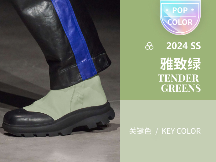 雅致绿--2024春夏商务时尚运动男鞋色彩趋势预测